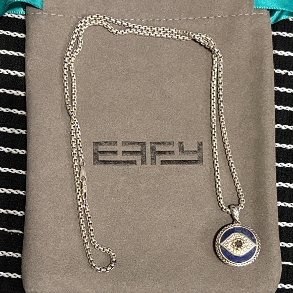 EFFY Silver and Blue Evil Eye Necklace